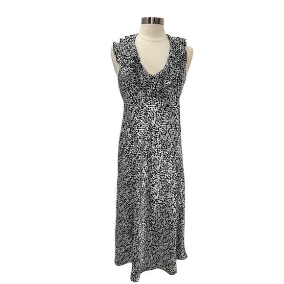OSCAR DE LA RENTA Pink Label Black White Long Silky Dress SM78 - Picture 1 of 12